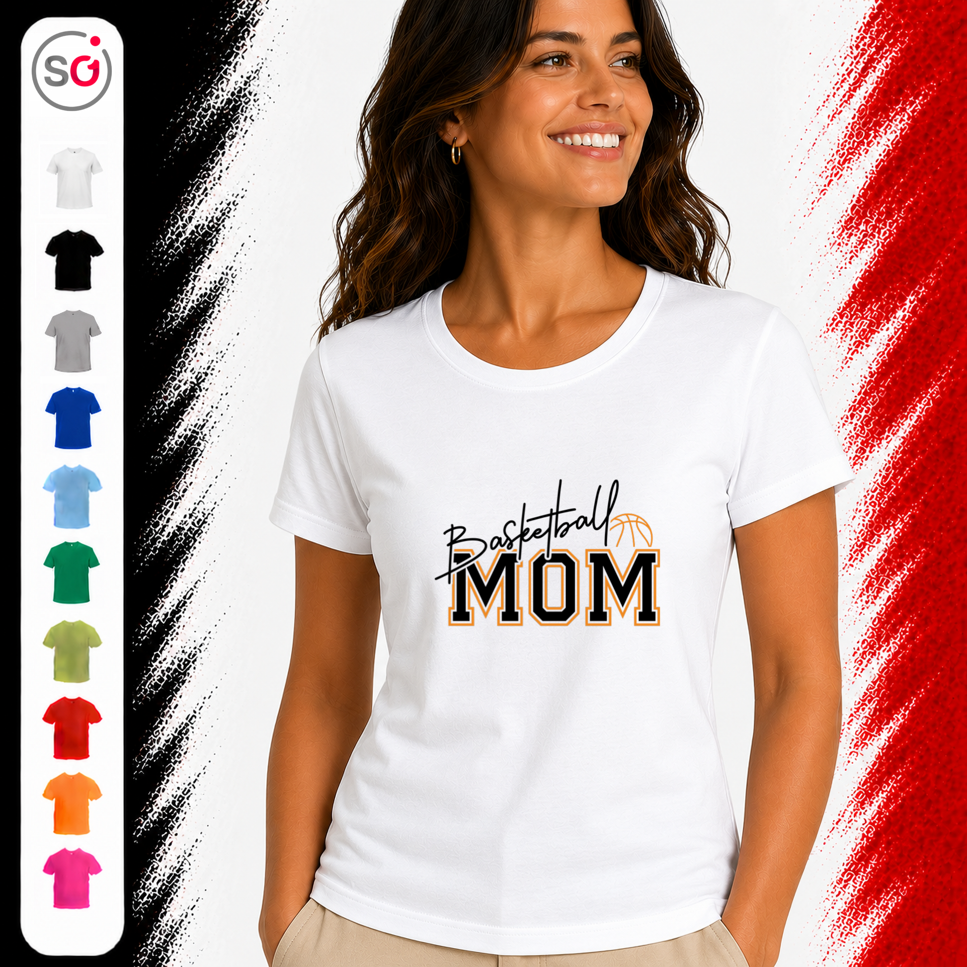 Vorschau – Basketball Mom Statement-Shirt | College-Style Schriftzug mit Ball-Grafik