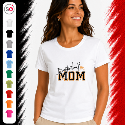 Vorschau – Basketball Mom Statement-Shirt | College-Style Schriftzug mit Ball-Grafik
