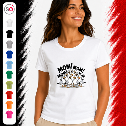 Vorschau – Lustiges T-Shirt mit schreienden Möwen und 'MOM! MOM!' Aufdruck