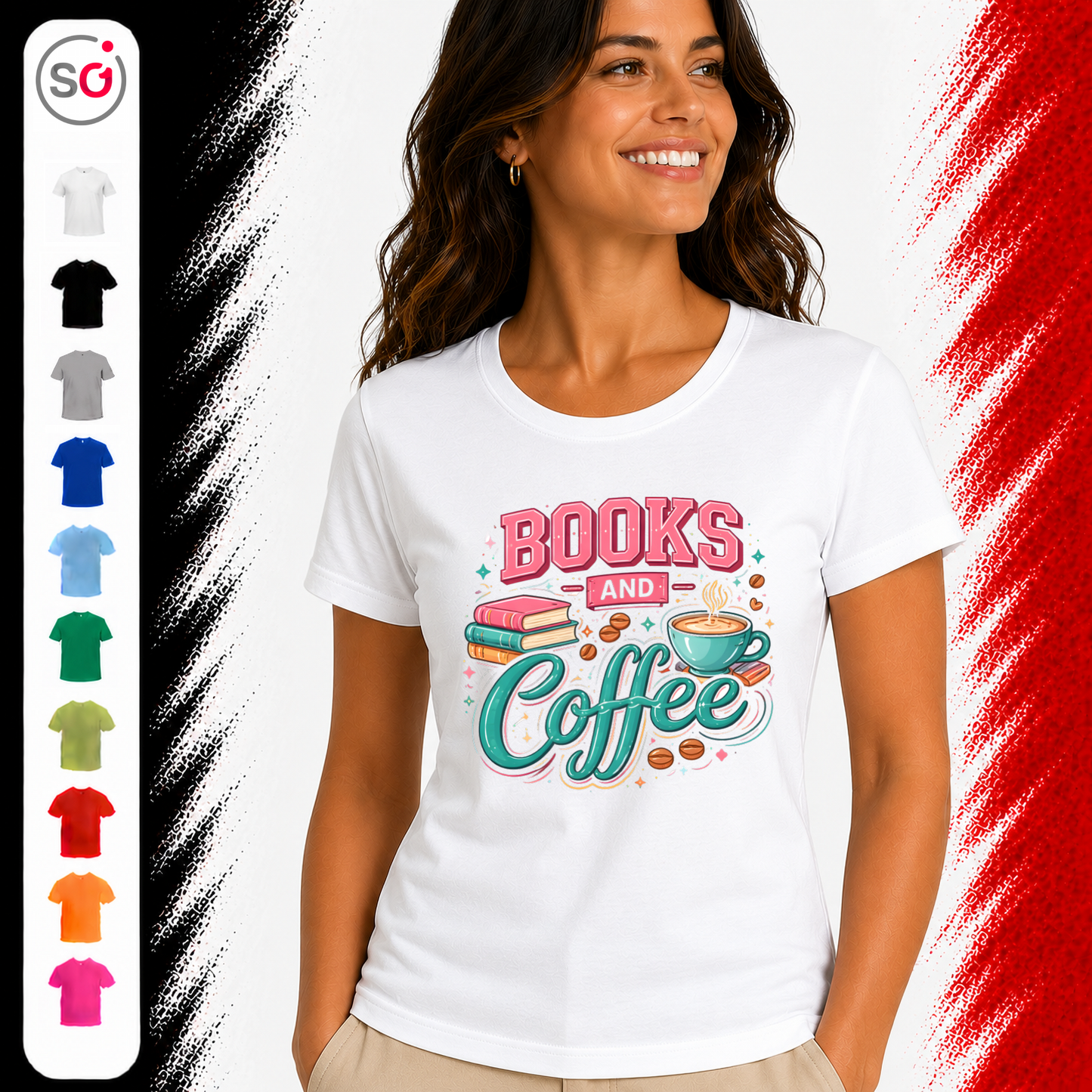 Vorschau – Books and Coffee Design T-Shirt - Leseliebe & Kaffeegenuss