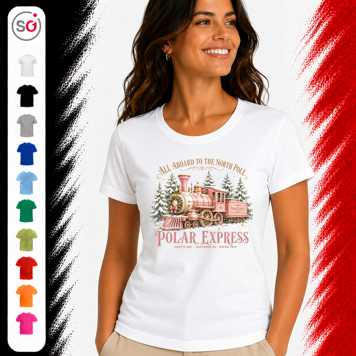 Vorschau – T-Shirt Polar Express: Magische Weihnachtsfahrt zum Nordpol im Vintage-Design