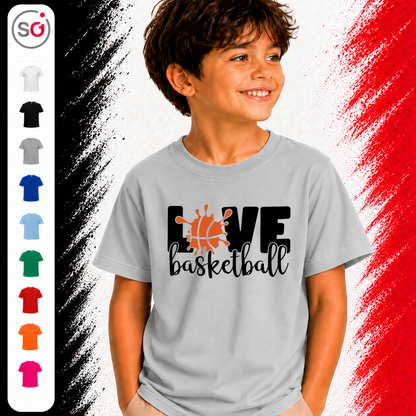 Vorschau – Kinder T-Shirt 'Live Basketball' | Sportliches Design mit coolem Basketball-Splash-Motiv
