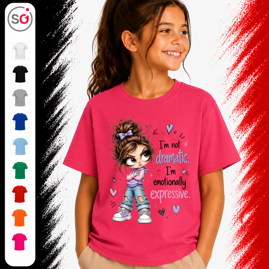 Vorschau – Kinder T-Shirt "Emotionally Expressive" – Süßes Mädchen mit frechem Statement