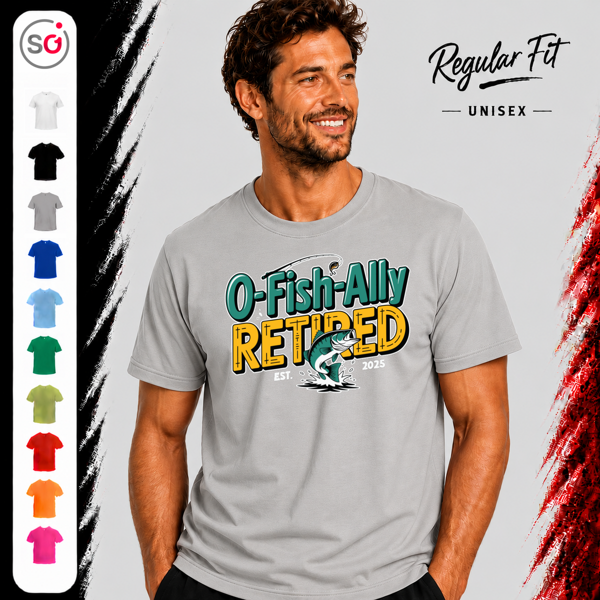 Vorschau – O-Fish-Ally Retired 2025 T-Shirt | Witziges Angler-Motiv für den Ruhestand