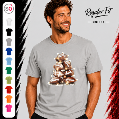 Vorschau – T-Shirt mit American Football Weihnachtsbaum & funkelnder Lichterkette
