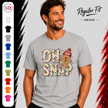 Vorschau – Oh Snap T-Shirt mit lustigem Lebkuchenmann | Witziges Design für die Weihnachtszeit & Advent