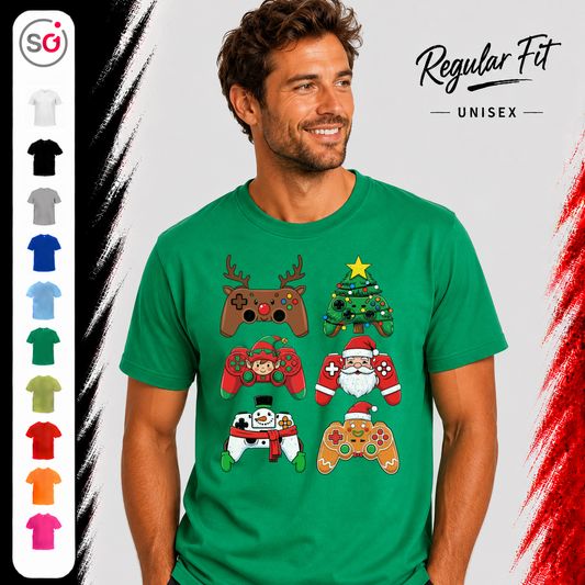 Vorschau – Festliche Gaming Controller Weihnachten T-Shirt – Lustiges Gamer Weihnachtsdesign