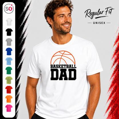 Vorschau – T-Shirt mit 'Basketball Dad' Schriftzug und Ball-Grafik für stolze Väter