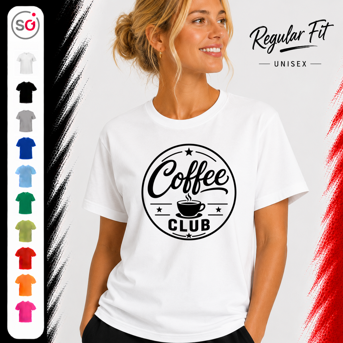 Vorschau – T-Shirt mit Coffee Club Emblem | Retro-Logo für Kaffee-Liebhaber