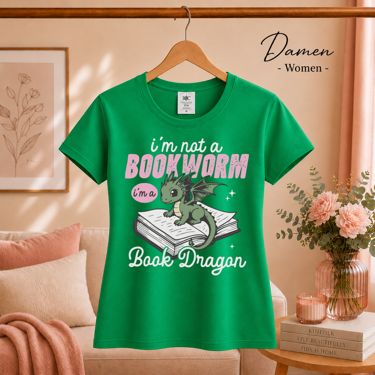 Damen KellyGrün – Ich bin kein Bücherwurm, ich bin ein Buchdrache: Charmantes Drachenmotiv für Lesefans