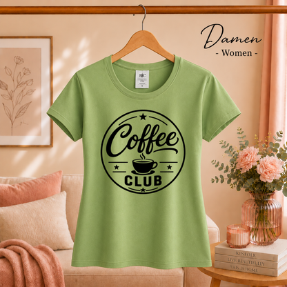 Damen Pistaccio – T-Shirt mit Coffee Club Emblem | Retro-Logo für Kaffee-Liebhaber