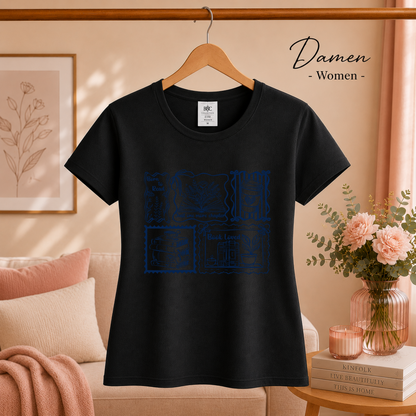 Damen Schwarz – Lesemotiv T-Shirt: Born to Read, Just One More Chapter & Buchliebe Stempeldesign