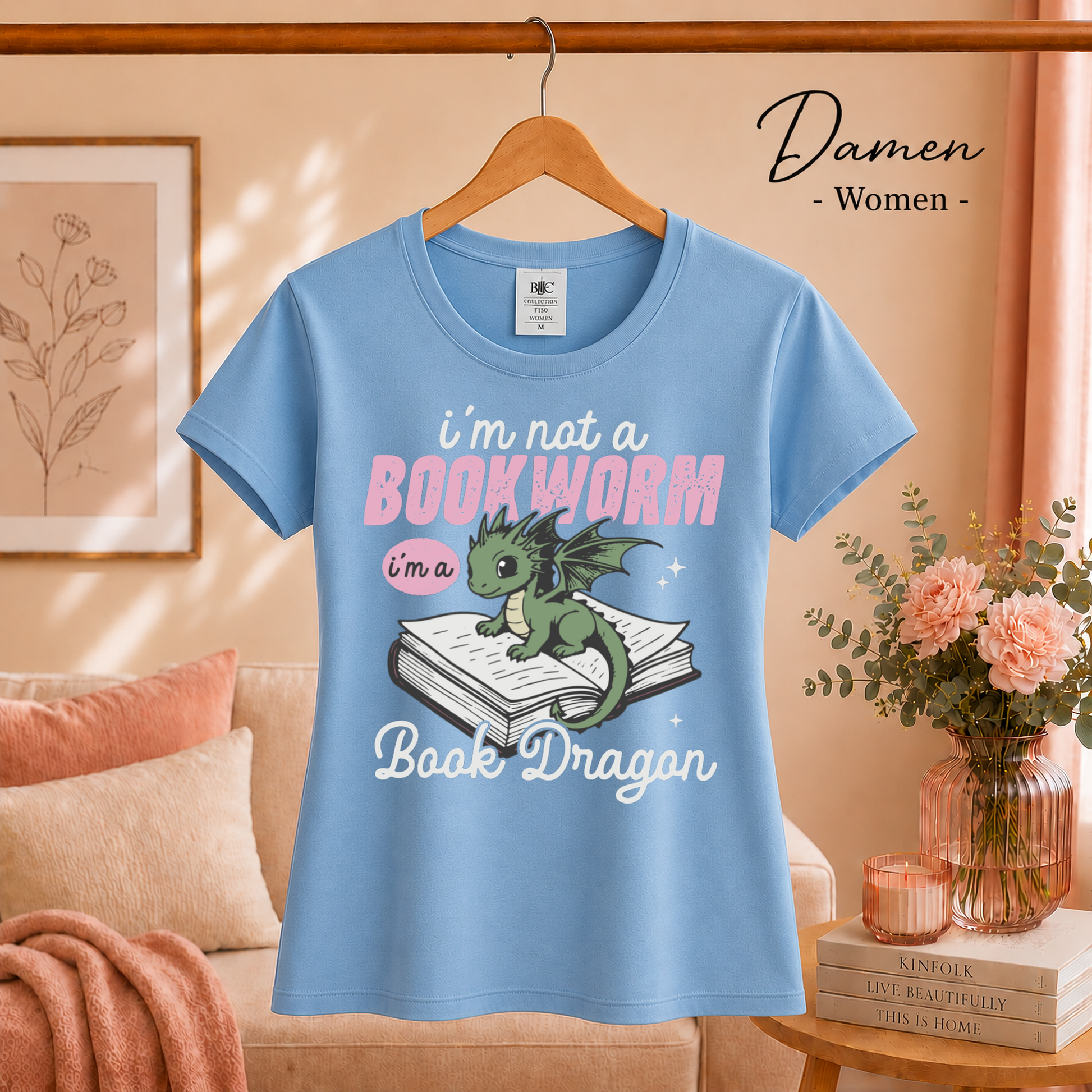 Damen SkyBlau – Ich bin kein Bücherwurm, ich bin ein Buchdrache: Charmantes Drachenmotiv für Lesefans