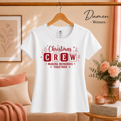 Damen Weiß – T-Shirt 'Christmas Crew' | Festliches Design für gemeinsame Erinnerungen an die Feiertage