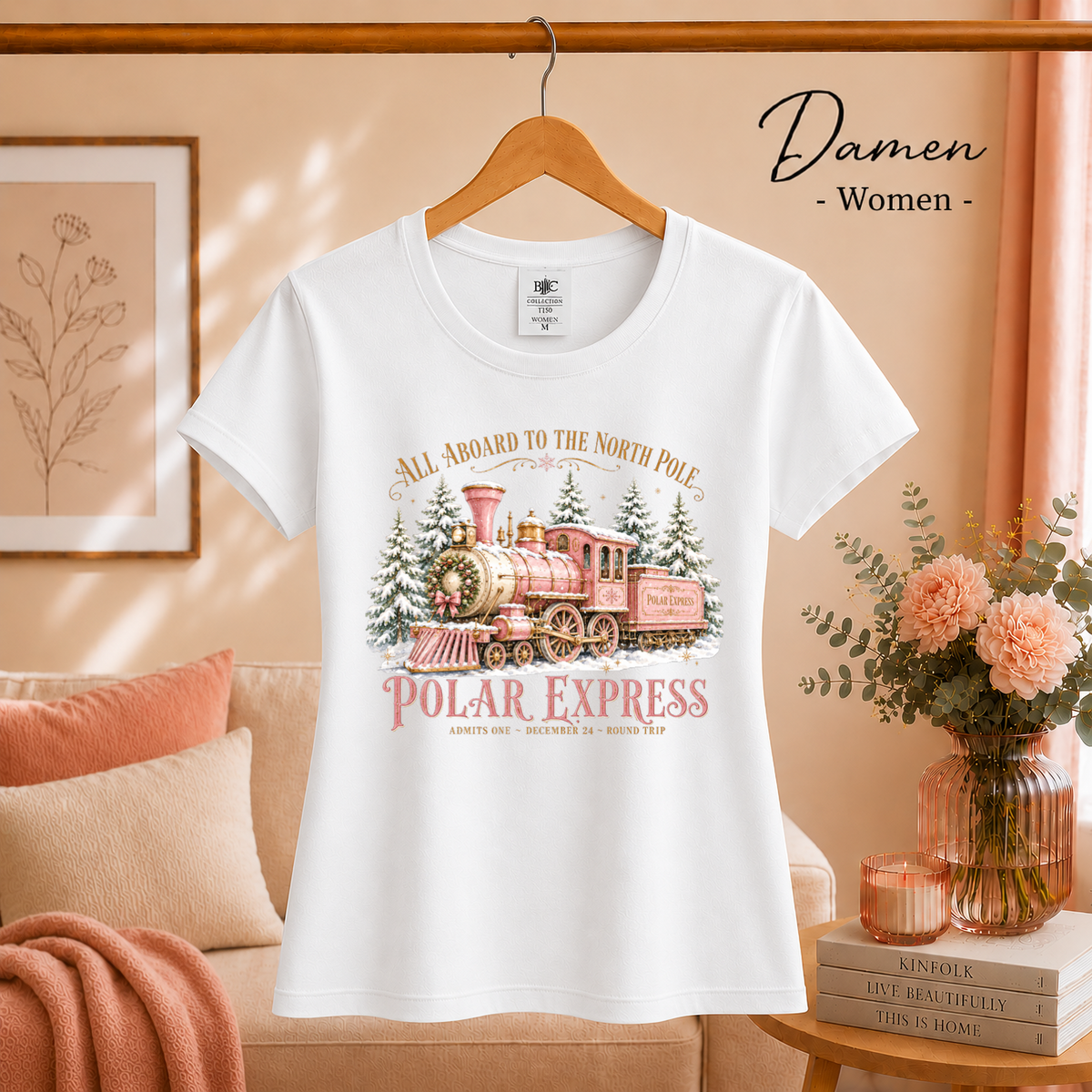 Damen Weiß – T-Shirt Polar Express: Magische Weihnachtsfahrt zum Nordpol im Vintage-Design