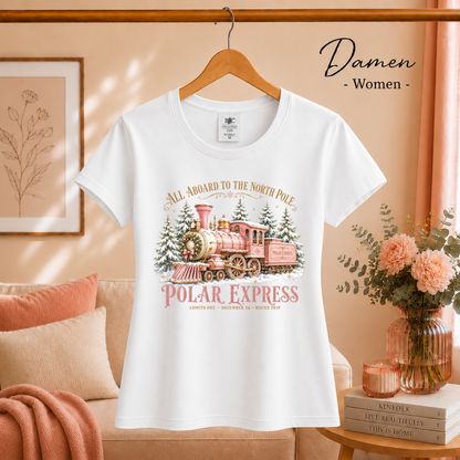 Damen Weiß – T-Shirt Polar Express: Magische Weihnachtsfahrt zum Nordpol im Vintage-Design