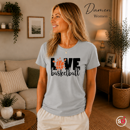 Damen Grau – Love Basketball T-Shirt mit dynamischem Splash-Art-Design