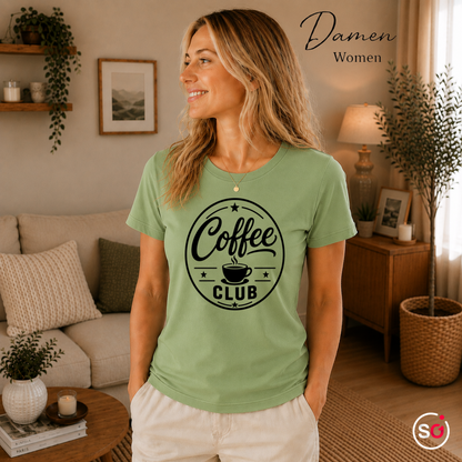 Damen Pistaccio – T-Shirt mit Coffee Club Emblem | Retro-Logo für Kaffee-Liebhaber