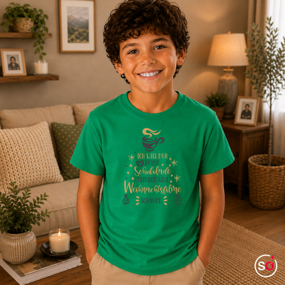 Kinder KellyGrün – Kinder T-Shirt Weihnachten: Heiße Schokolade & Weihnachtsfilme Spruch