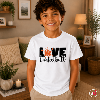 Kinder Weiß – Kinder T-Shirt 'Live Basketball' | Sportliches Design mit coolem Basketball-Splash-Motiv