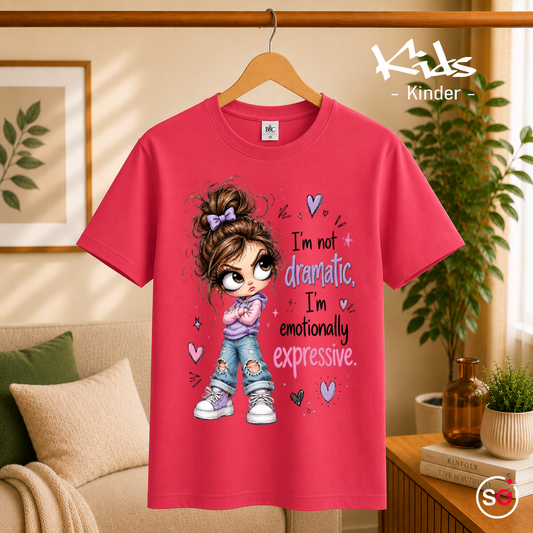 Kinder Fuchsia – Kinder T-Shirt "Emotionally Expressive" – Süßes Mädchen mit frechem Statement