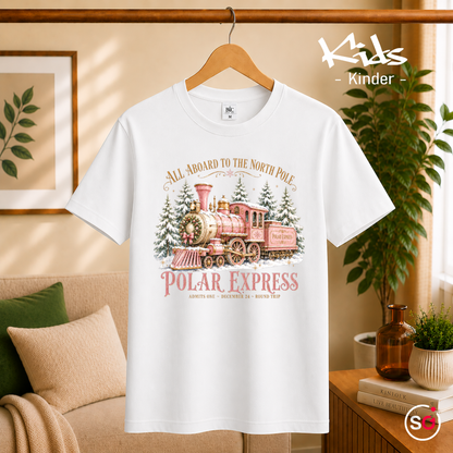 Kinder Weiß – Kinder T-Shirt Polar Express | Weihnachtlicher Zug zum Nordpol im Winterwald