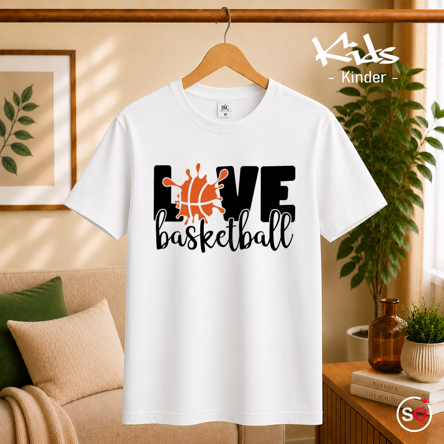 Kinder Weiß – Kinder T-Shirt 'Live Basketball' | Sportliches Design mit coolem Basketball-Splash-Motiv