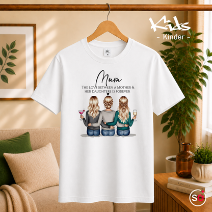 Kinder Weiß – Kinder T-Shirt | Mutter & Töchter für immer | Liebevolles Familien-Motiv