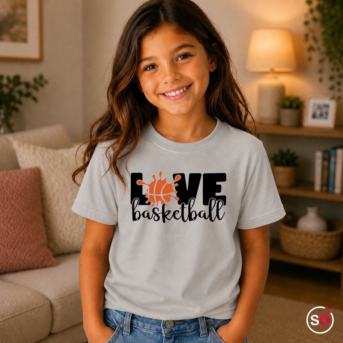 Kinder Grau – Kinder T-Shirt 'Live Basketball' | Sportliches Design mit coolem Basketball-Splash-Motiv