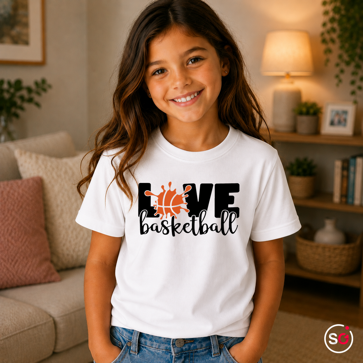 Kinder Weiß – Kinder T-Shirt 'Live Basketball' | Sportliches Design mit coolem Basketball-Splash-Motiv