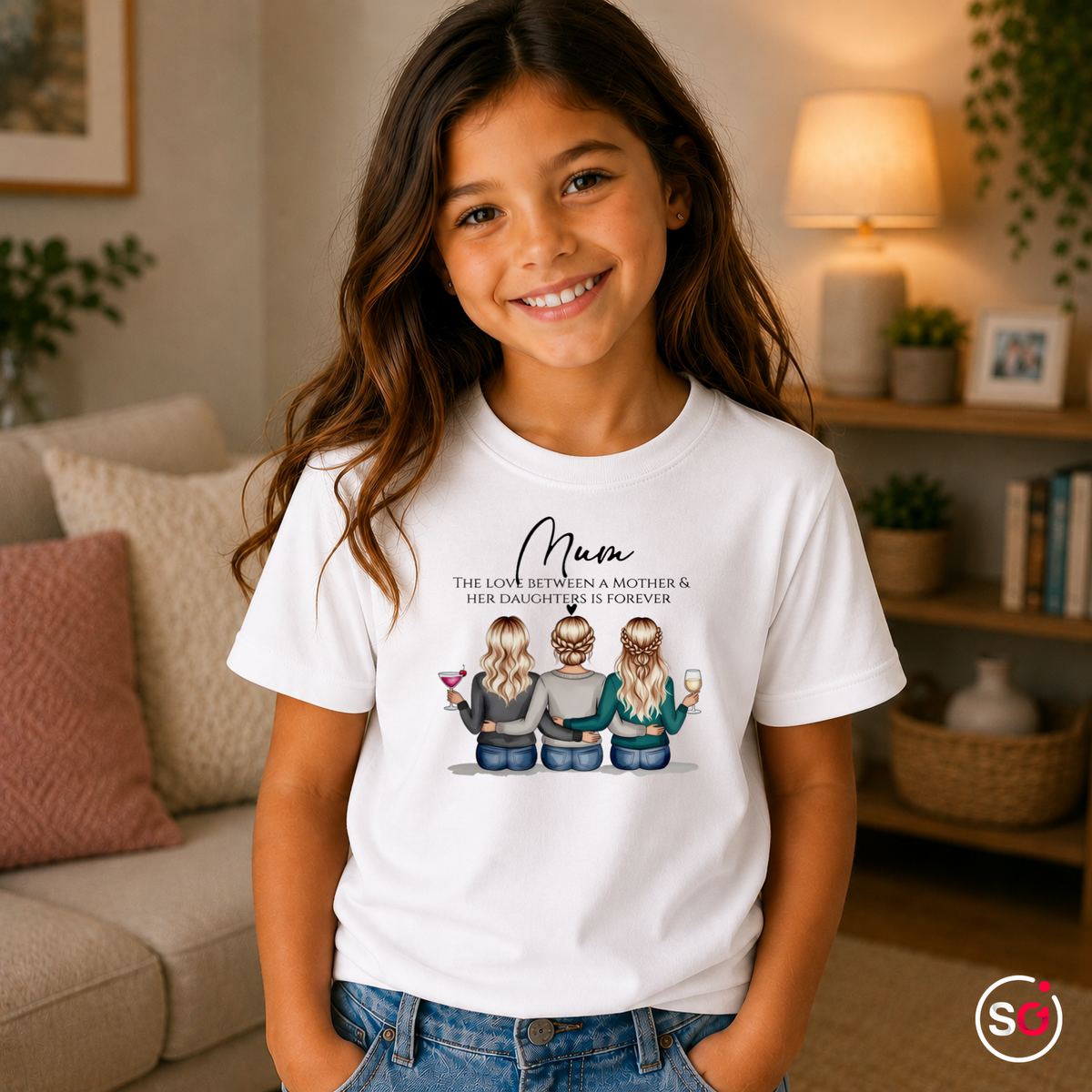 Kinder Weiß – Kinder T-Shirt | Mutter & Töchter für immer | Liebevolles Familien-Motiv