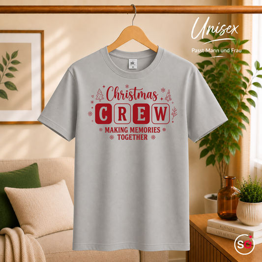 Unisex Grau – T-Shirt 'Christmas Crew' | Festliches Design für gemeinsame Erinnerungen an die Feiertage