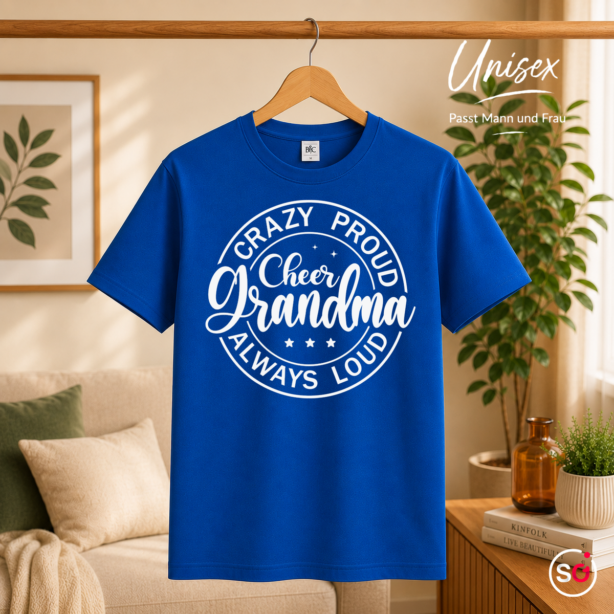 Unisex RoyalBlau – T-Shirt mit „Crazy Proud Cheer Grandma“ Spruch für die stolzeste und lauteste Oma