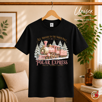 Unisex Schwarz – T-Shirt Polar Express: Magische Weihnachtsfahrt zum Nordpol im Vintage-Design