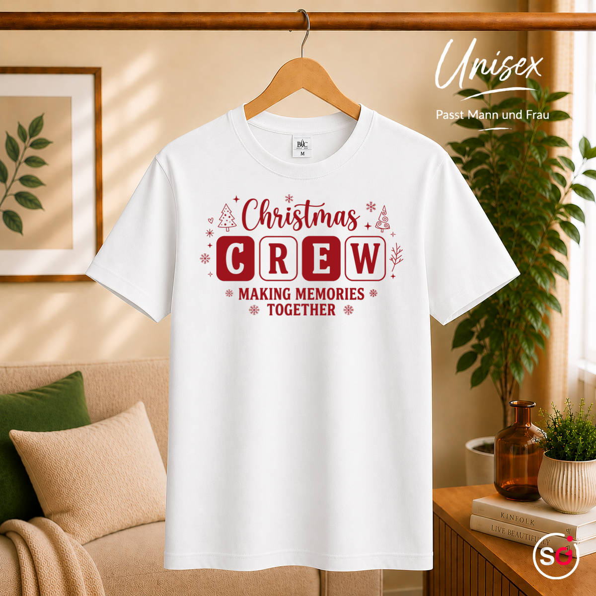 Unisex Weiß – T-Shirt 'Christmas Crew' | Festliches Design für gemeinsame Erinnerungen an die Feiertage