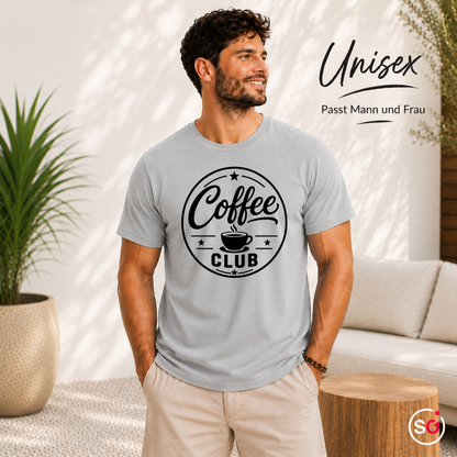 Unisex Grau – T-Shirt mit Coffee Club Emblem | Retro-Logo für Kaffee-Liebhaber