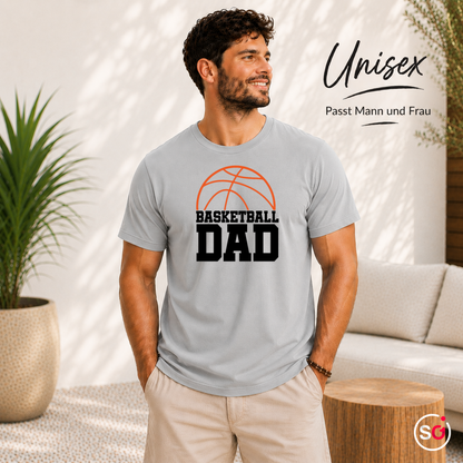 Unisex Grau – T-Shirt mit 'Basketball Dad' Schriftzug und Ball-Grafik für stolze Väter