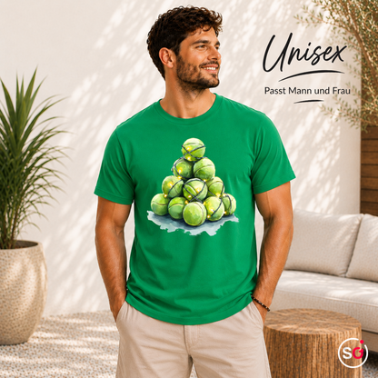 Unisex KellyGrün – Weihnachtsbaum aus Tennisbällen T-Shirt | Festliches Design für Tennisfans