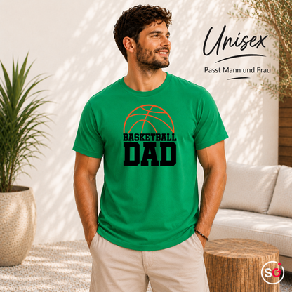 Unisex KellyGrün – T-Shirt mit 'Basketball Dad' Schriftzug und Ball-Grafik für stolze Väter