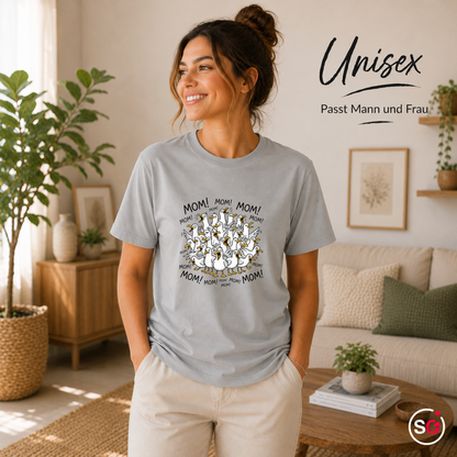 Unisex Grau – T-Shirt mit schreienden Möwen 'Mom! Mom! Mom!' - Lustiges Comic-Design
