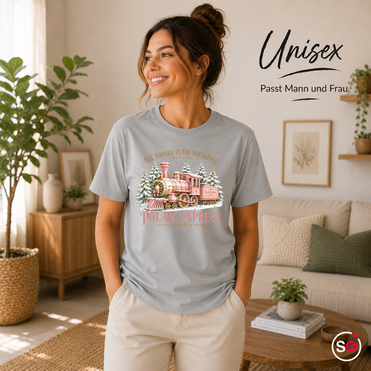 Unisex Grau – T-Shirt Polar Express: Magische Weihnachtsfahrt zum Nordpol im Vintage-Design