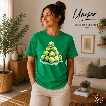 Unisex KellyGrün – Weihnachtsbaum aus Tennisbällen T-Shirt | Festliches Design für Tennisfans