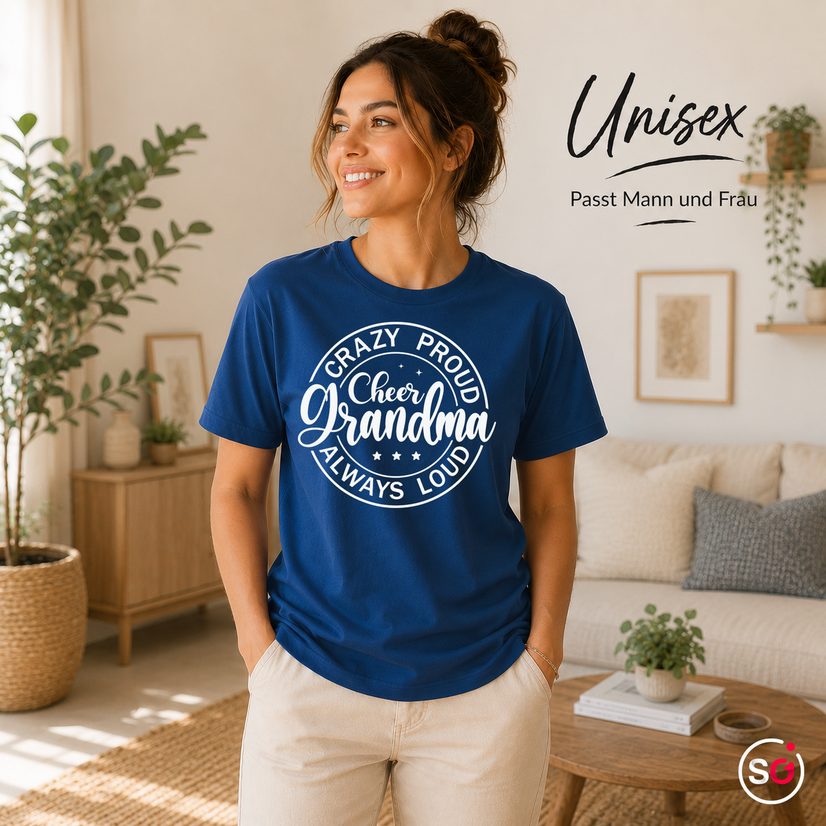 Unisex RoyalBlau – T-Shirt mit „Crazy Proud Cheer Grandma“ Spruch für die stolzeste und lauteste Oma