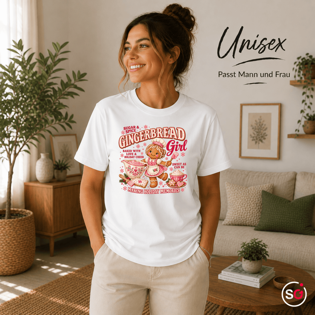 Gingerbread Girl T-Shirt | Süßes Lebkuchen-Design für die Weihnachtsbäckerei - StyleOne