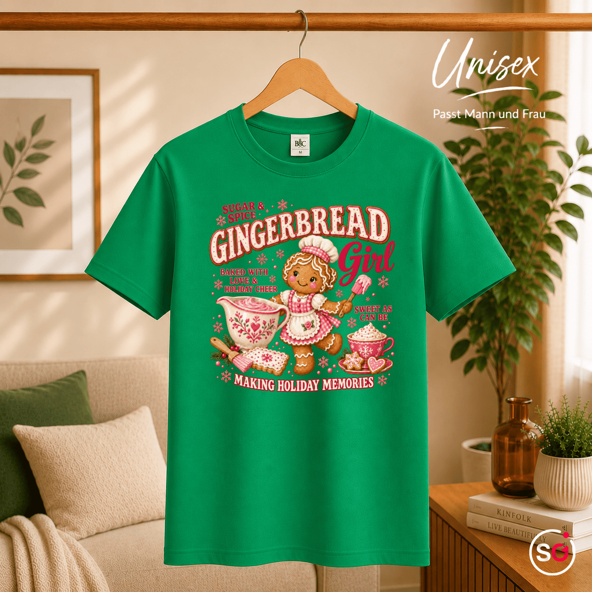 Gingerbread Girl T-Shirt | Süßes Lebkuchen-Design für die Weihnachtsbäckerei - StyleOne