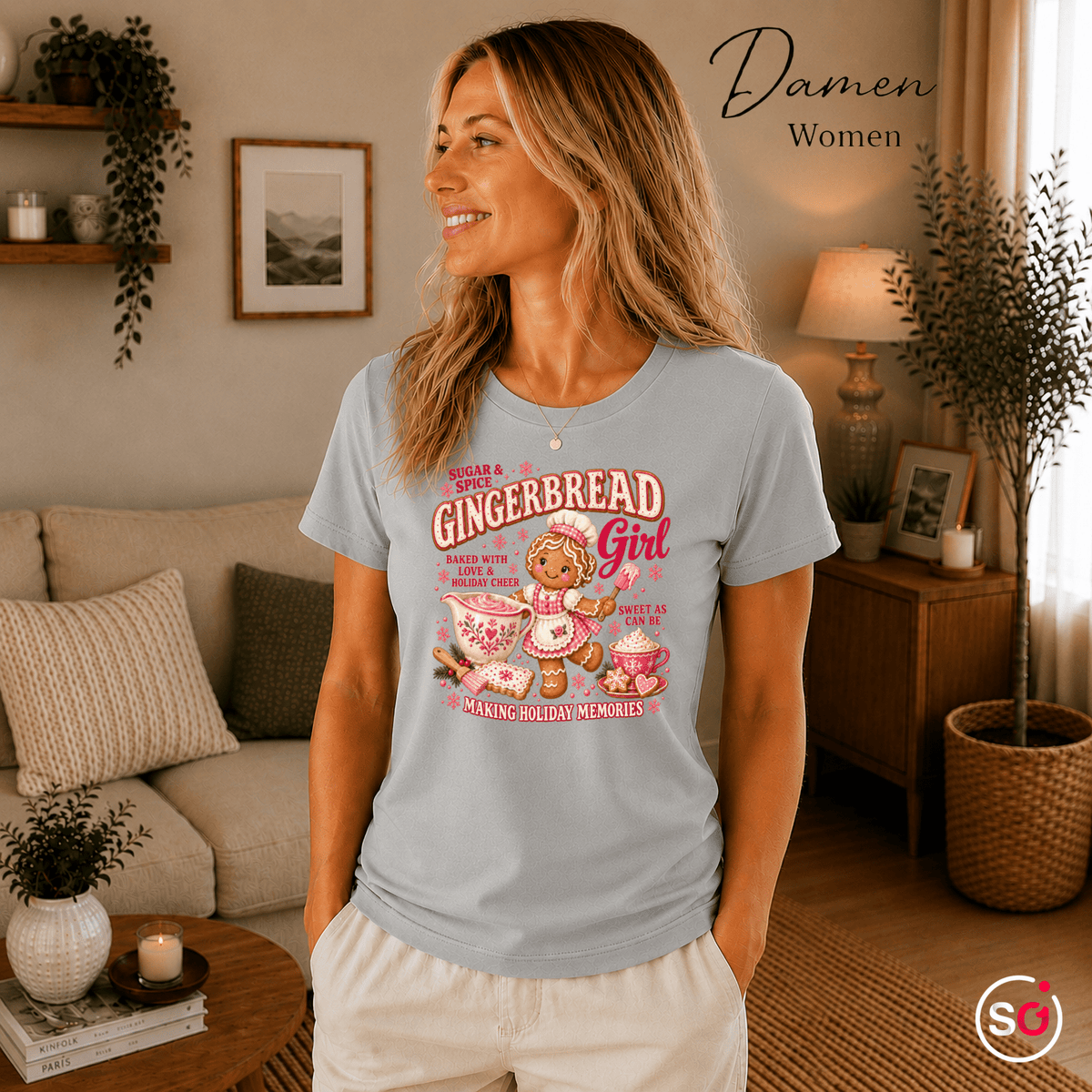 Gingerbread Girl T-Shirt | Süßes Lebkuchen-Design für die Weihnachtsbäckerei - StyleOne