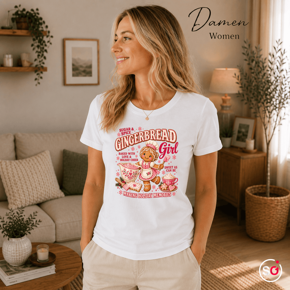 Gingerbread Girl T-Shirt | Süßes Lebkuchen-Design für die Weihnachtsbäckerei - StyleOne