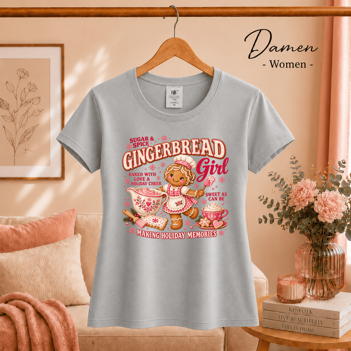 Gingerbread Girl T-Shirt | Süßes Lebkuchen-Design für die Weihnachtsbäckerei - StyleOne