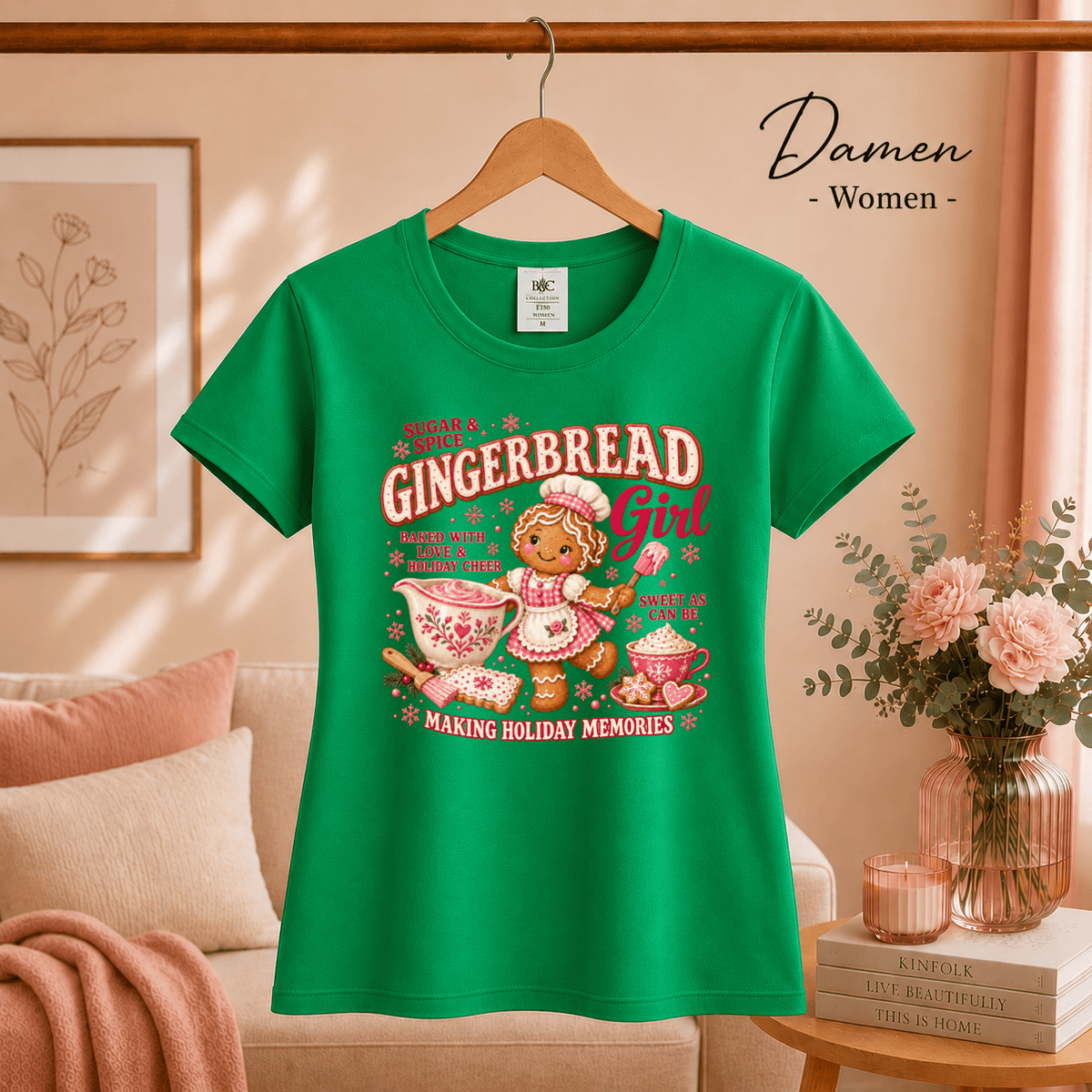 Gingerbread Girl T-Shirt | Süßes Lebkuchen-Design für die Weihnachtsbäckerei - StyleOne