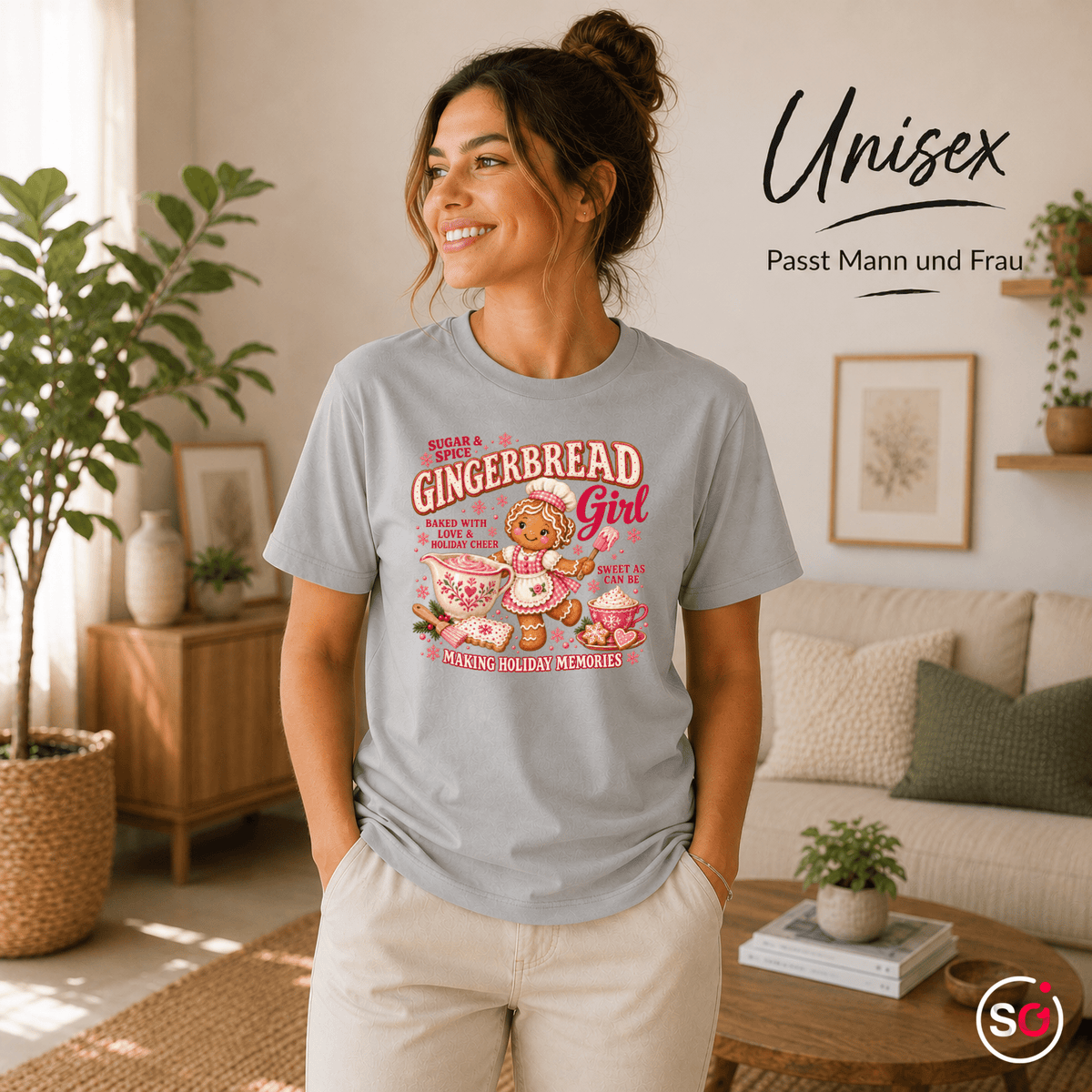 Gingerbread Girl T-Shirt | Süßes Lebkuchen-Design für die Weihnachtsbäckerei - StyleOne